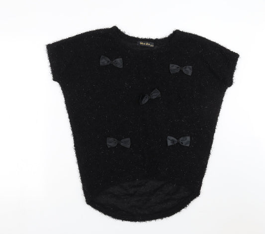 MODO Womens Black   Pullover Jumper Size 10  - bow detail