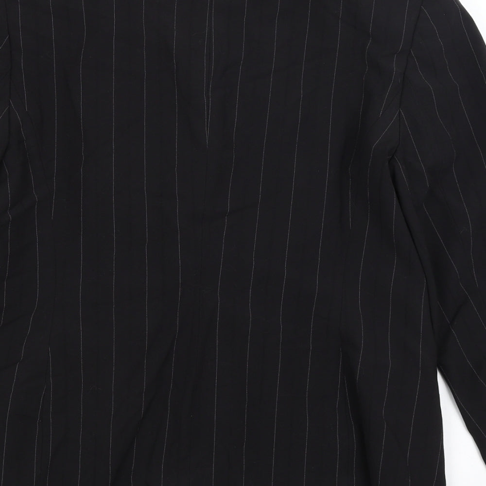 Collection Womens Black Striped  Jacket Blazer Size 14