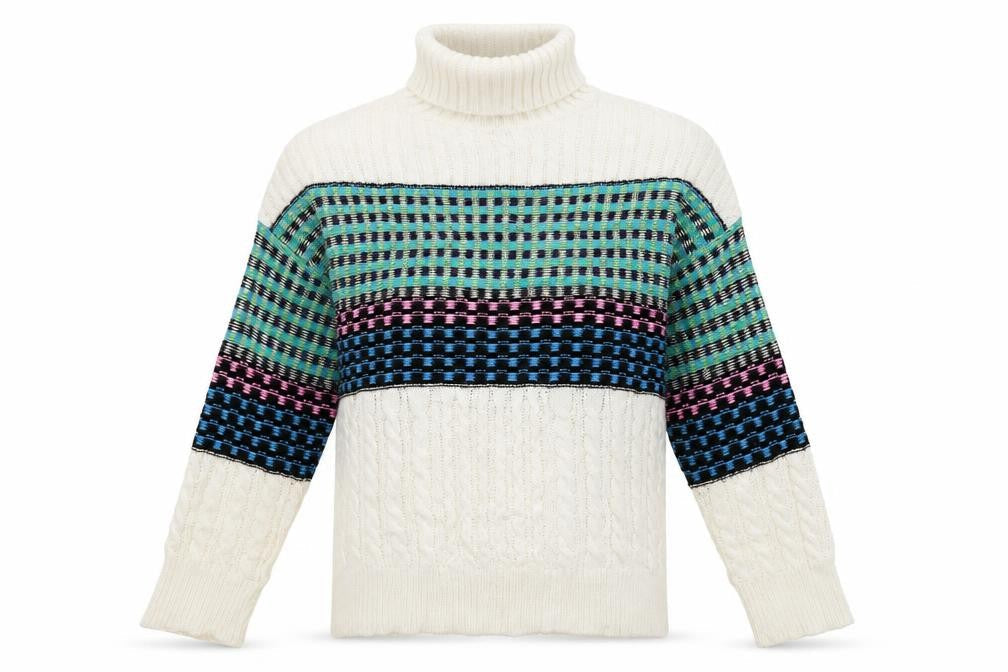 Front view of ASOS women’s white jumper, size UK 8