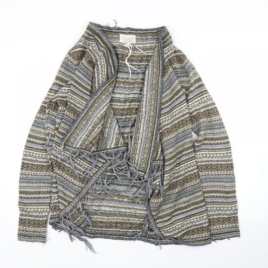 Lyla Lyla Womens Beige Geometric  Cardigan Jumper Size S