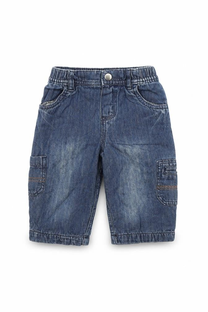 Front view of Cherokee boys’ blue trousers, size 3-6, months