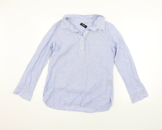 Klass Womens Blue Striped  Basic Button-Up Size 10
