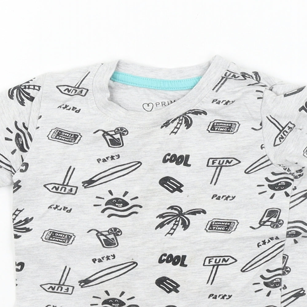 Primark Girls Grey Geometric  Basic T-Shirt Size 12-18 Months