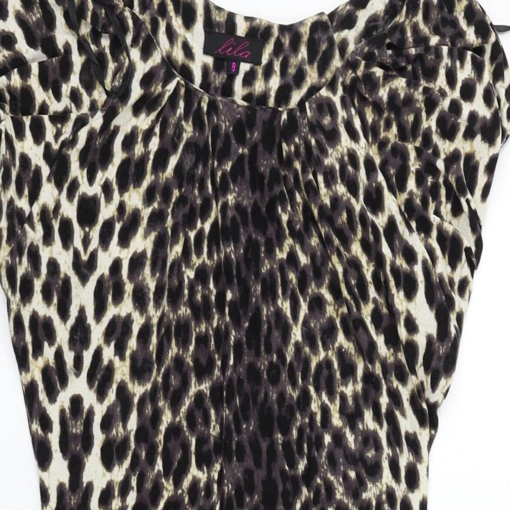 Lila Womens Beige Animal Print  A-Line  Size 8