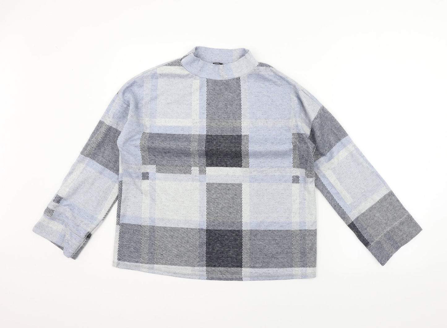 M&Co Womens Blue Check  Pullover Jumper Size 10