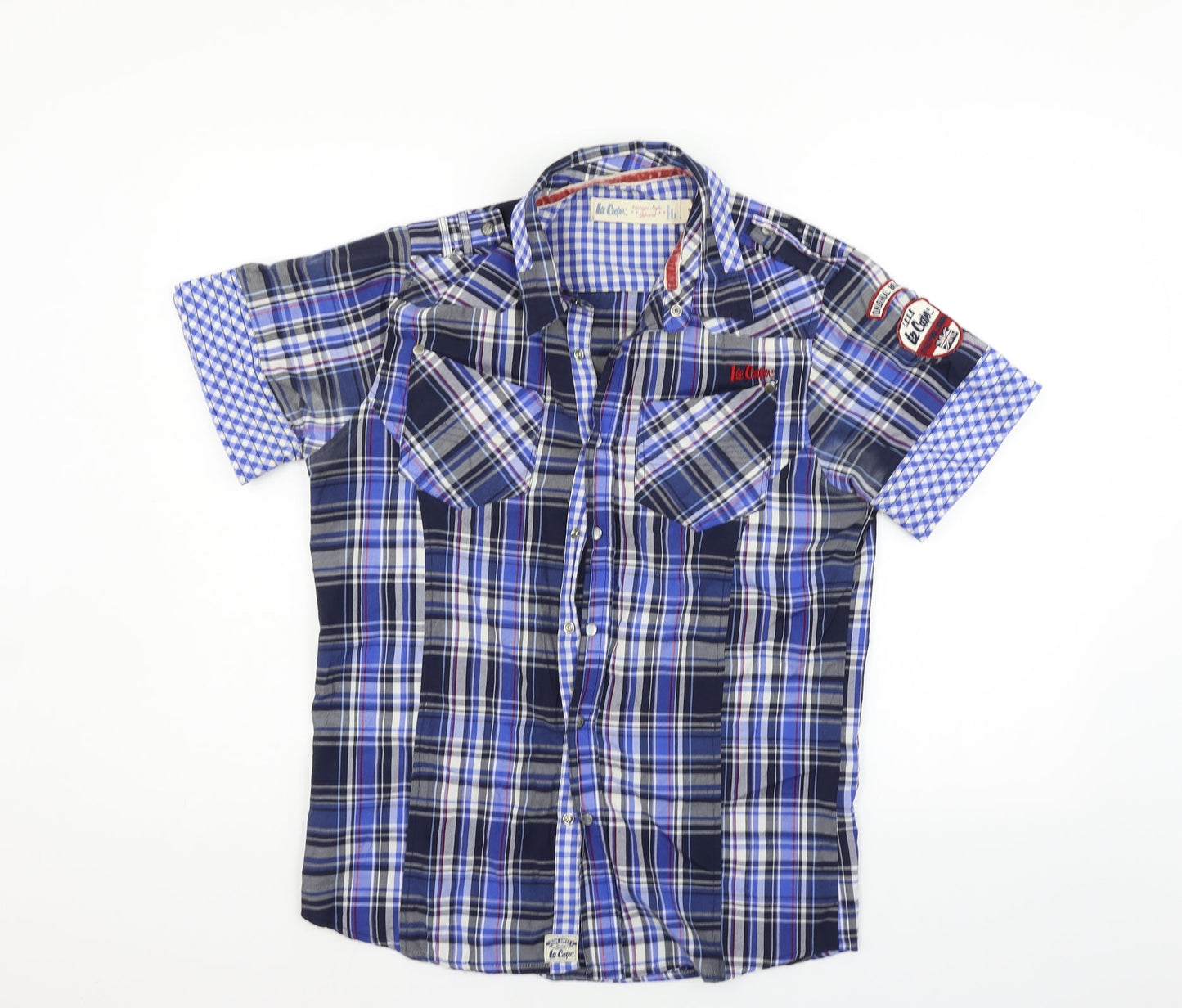 lee copper Mens Blue Check   Button-Up Size S