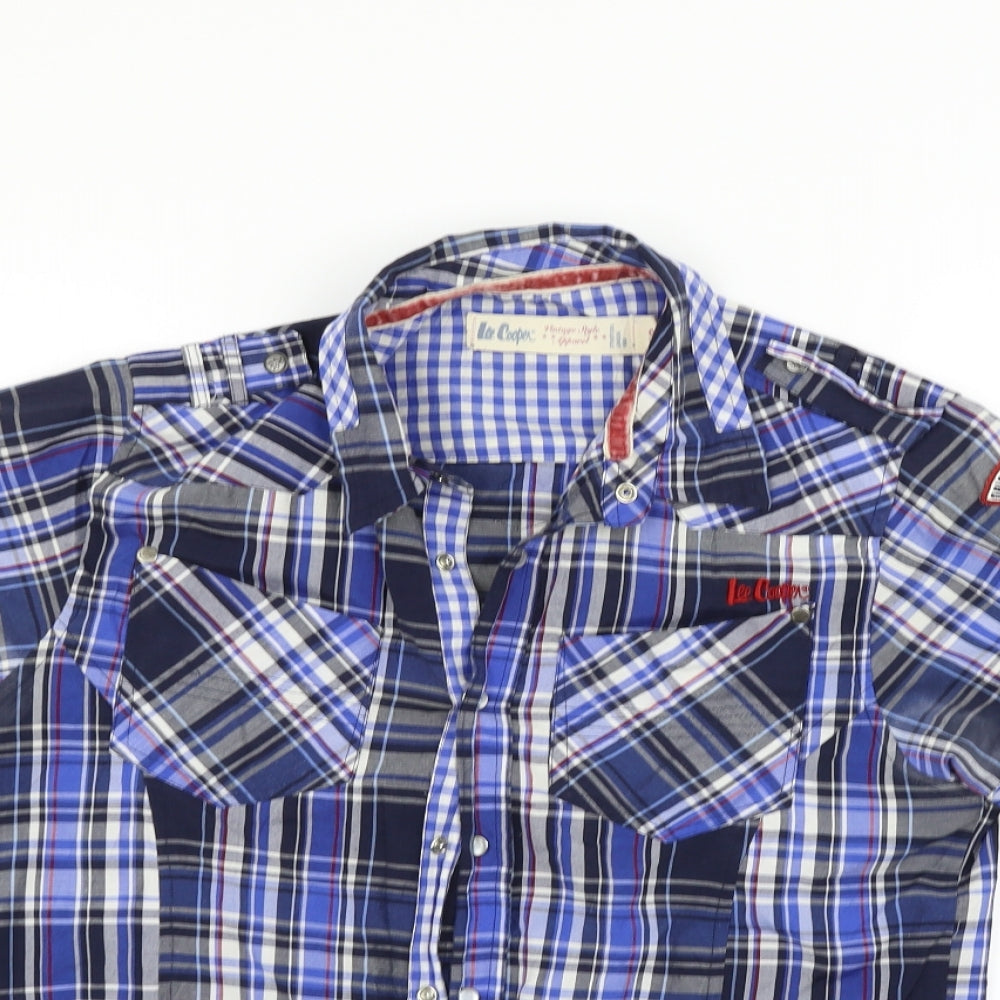 lee copper Mens Blue Check   Button-Up Size S