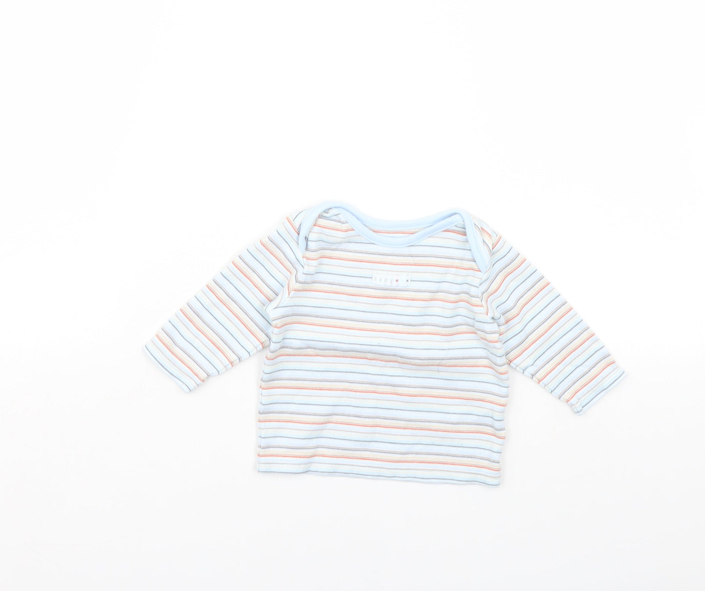 m&s Boys Blue Striped  Basic T-Shirt Size 0-3 Months