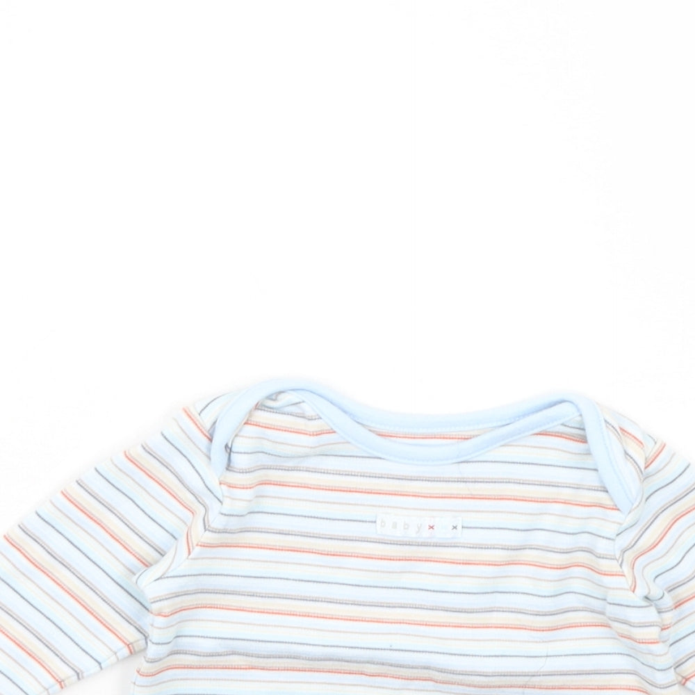 m&s Boys Blue Striped  Basic T-Shirt Size 0-3 Months
