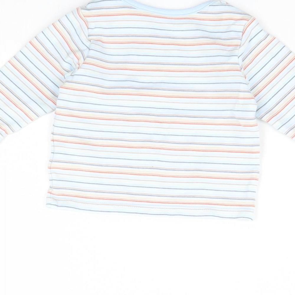 m&s Boys Blue Striped  Basic T-Shirt Size 0-3 Months