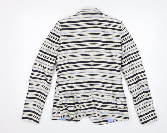 RESERVED Womens White Striped  Jacket Blazer Size 12