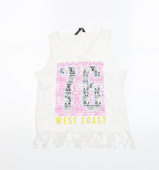 Candy Couture Girls White   Basic Tank Size 10-11 Years  - West Coast