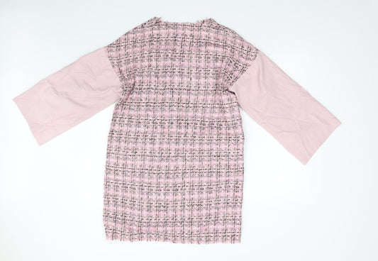 Liliya Stalmakova Womens Pink Check  Overcoat Coat Size L