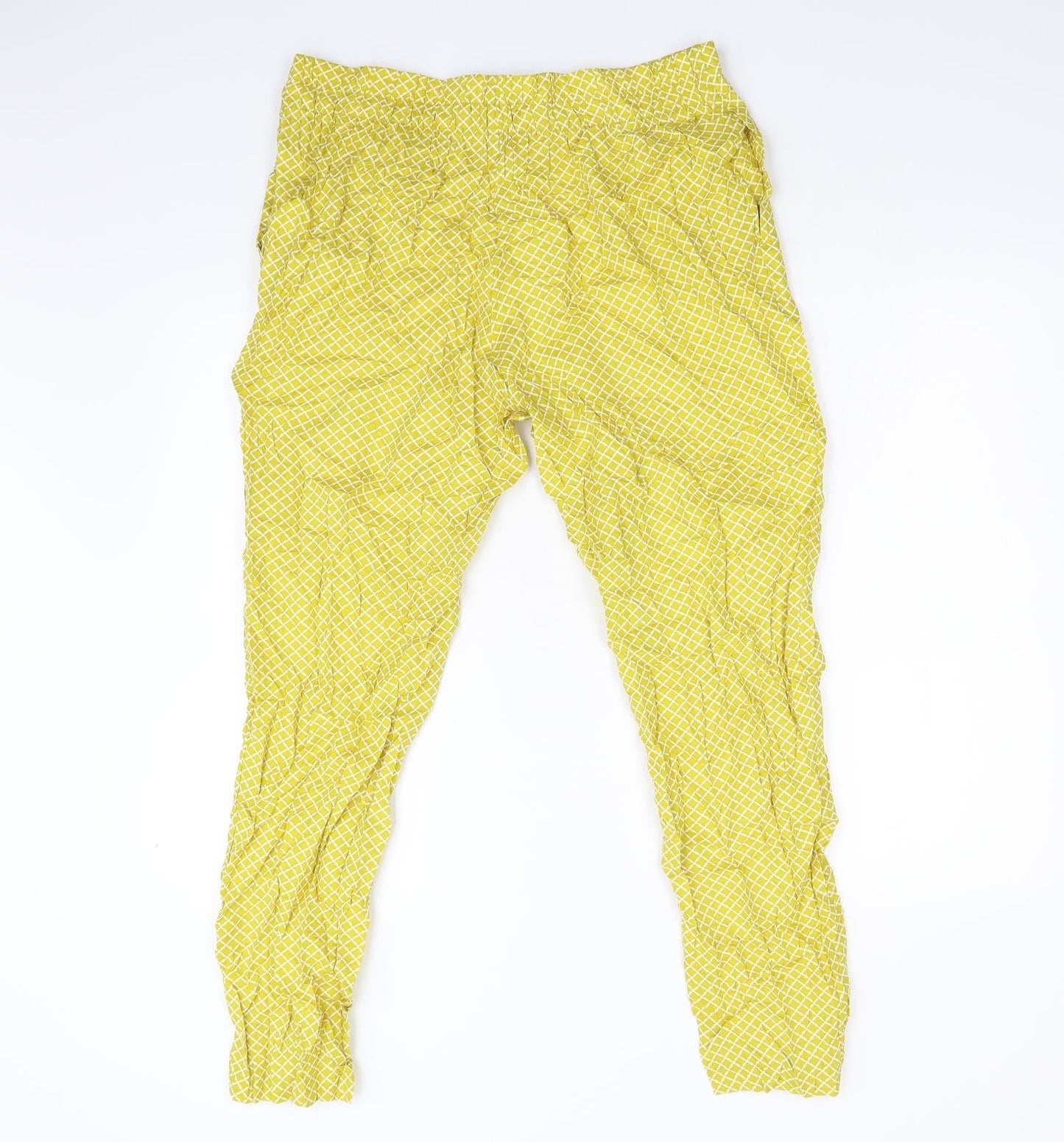M&S Womens Yellow Geometric  Trousers  Size 14 L26 in