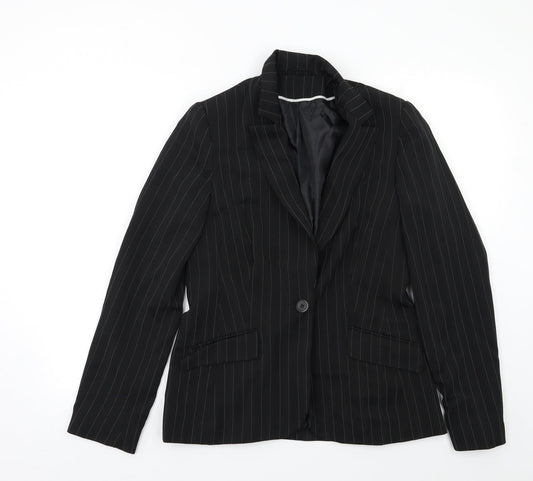 New Look Womens Black Striped  Jacket Blazer Size 12