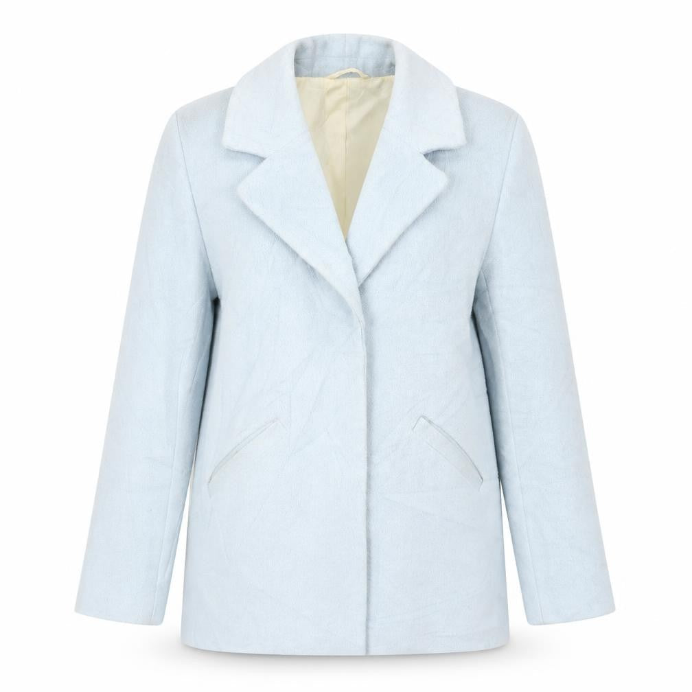 Front view of Atmosphere women’s blue jacket coat, size UK 8