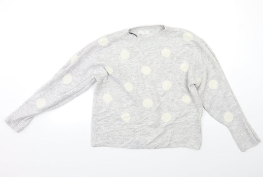 H&M Womens Grey Polka Dot  Pullover Jumper Size S
