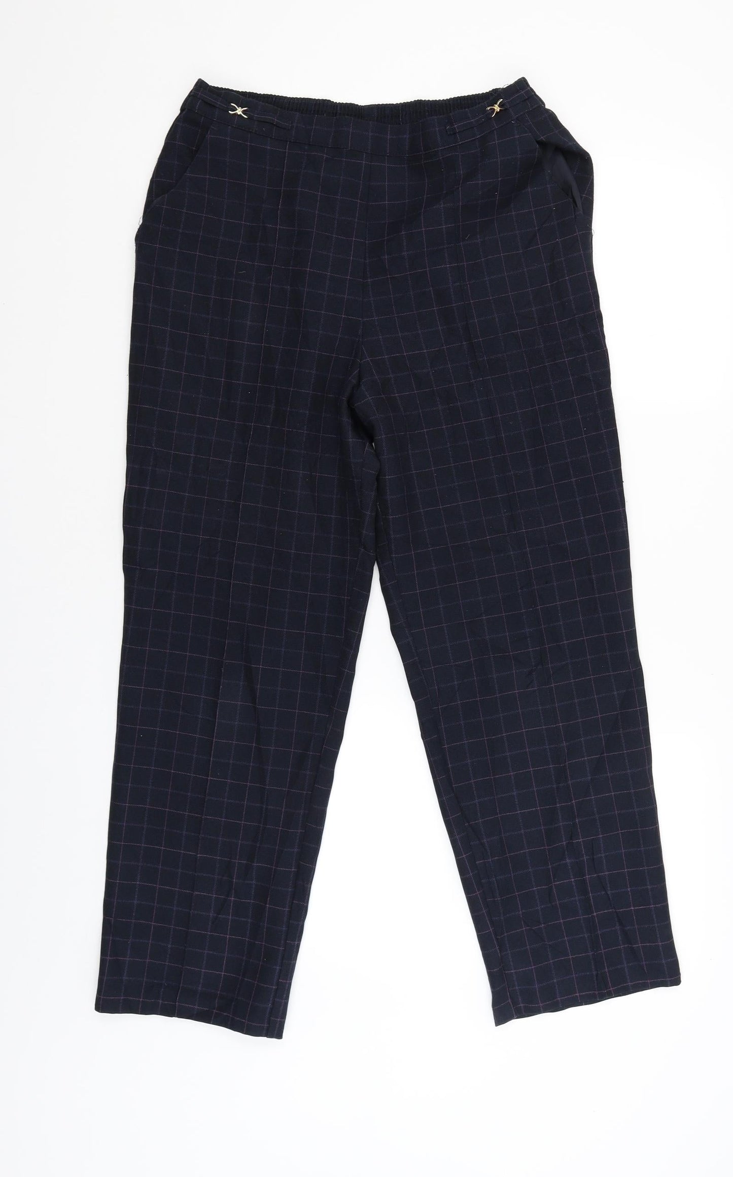 Marks and Spencer Womens Blue Check  Jegging Trousers Size 12 L26 in