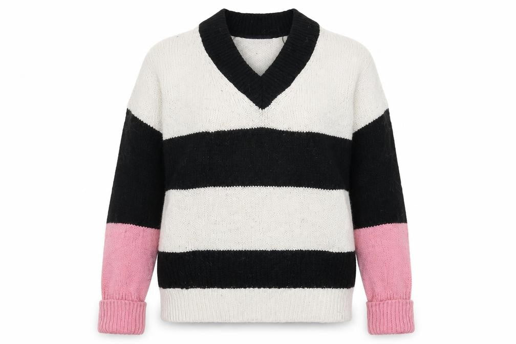 Marks and Spencer Womens White Striped Knit Pullover Jumper Size S