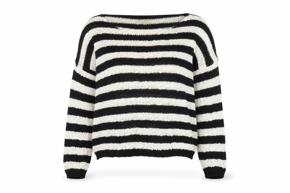 Pullover Womens White Striped  Pullover Jumper Size M