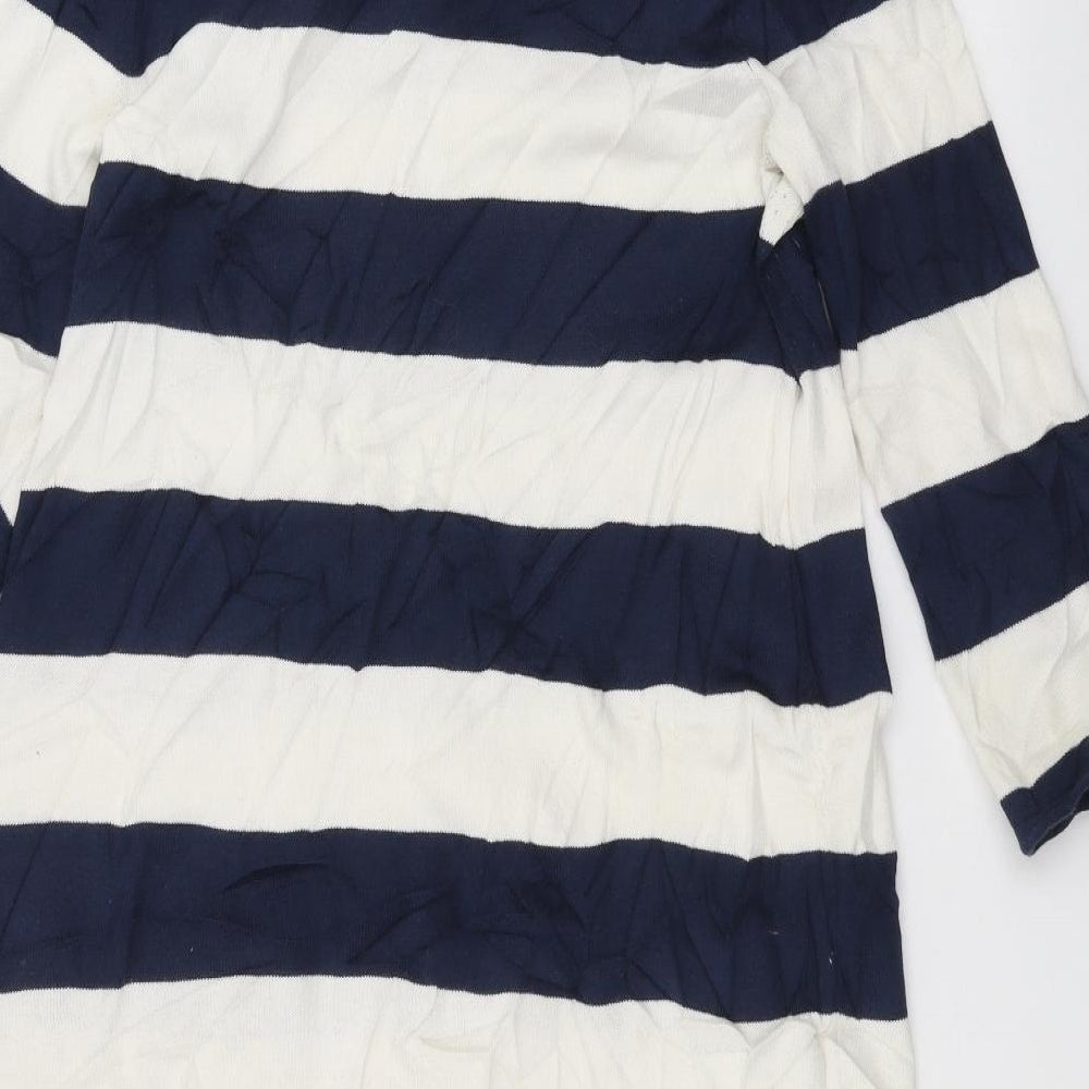 H&M Womens White Striped  Pullover Jumper Size M