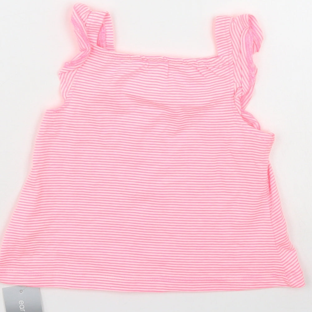 Brand and care label for Early Days boys’ pink striped a-line, size 0-3, months