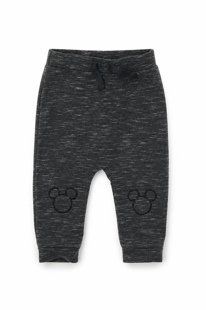 Front view of Disney boys’ black sweatpants, size 6-9, months