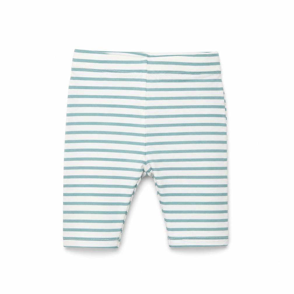 Front view of Marks & Spencer Baby Green Striped Cropped Trousers Size Newborn