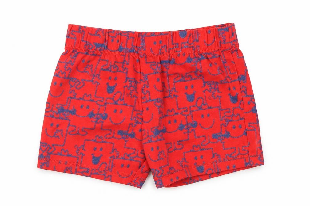 Front view of Mr Men Red Cropped Trousers, size 6-9, Months