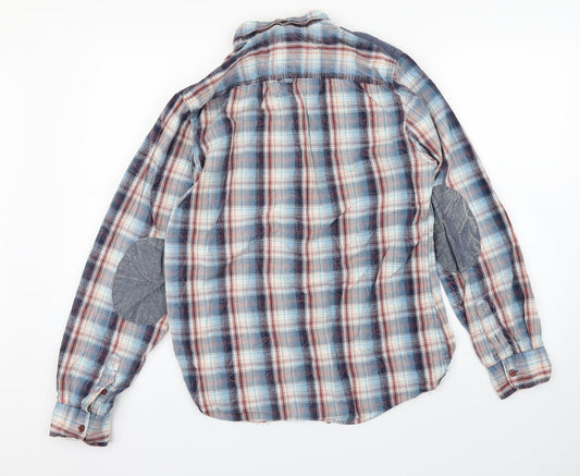 riverisland Mens Blue Check   Polo Size M