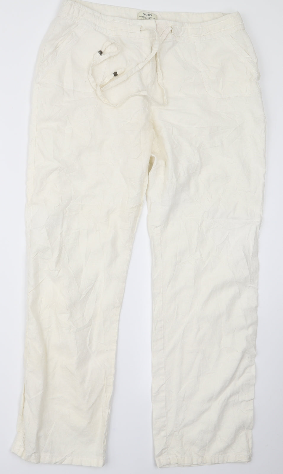 Papaya Womens White   Trousers  Size 14 L24 in