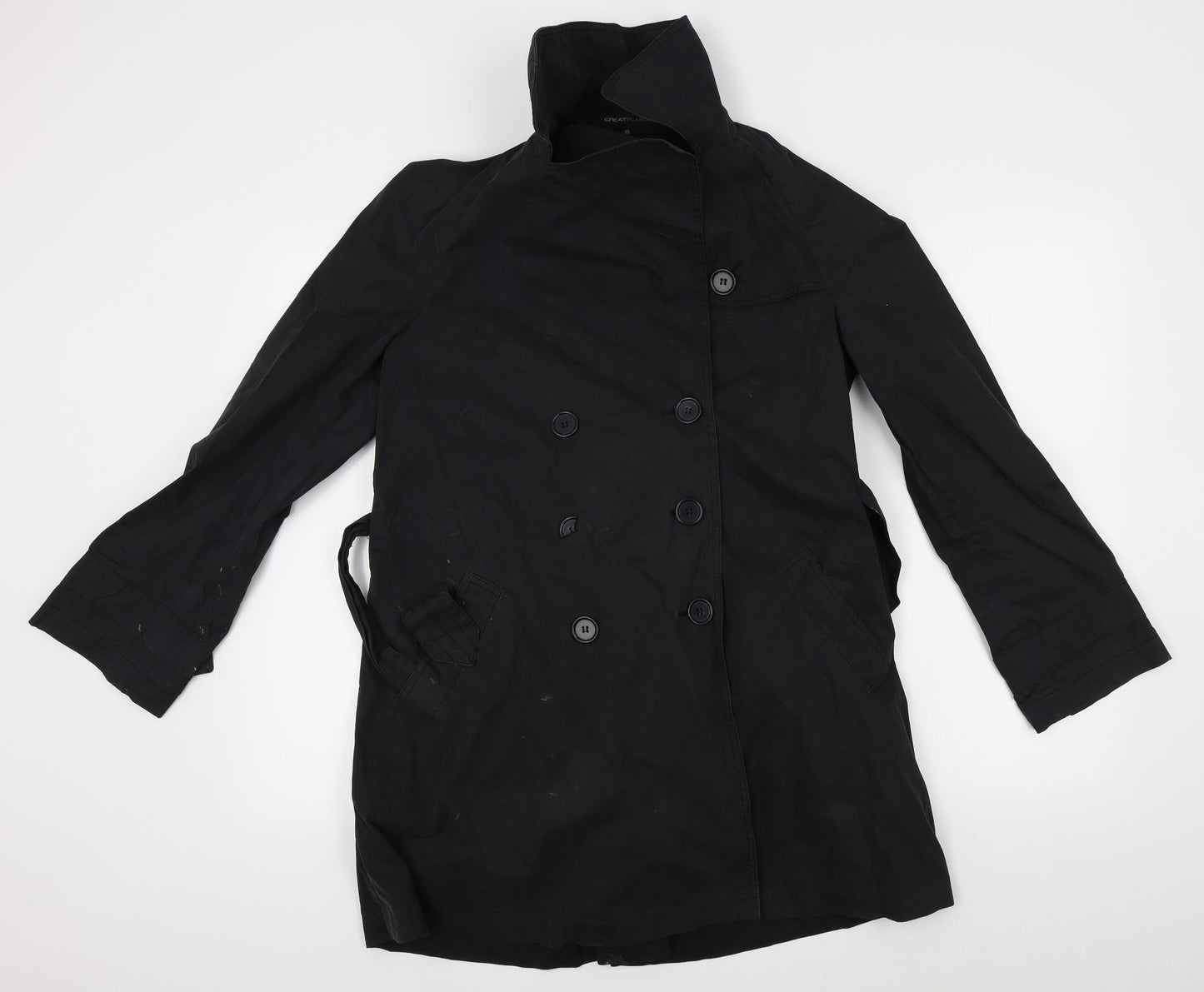 Great Plains Womens Black   Overcoat Coat Size XS