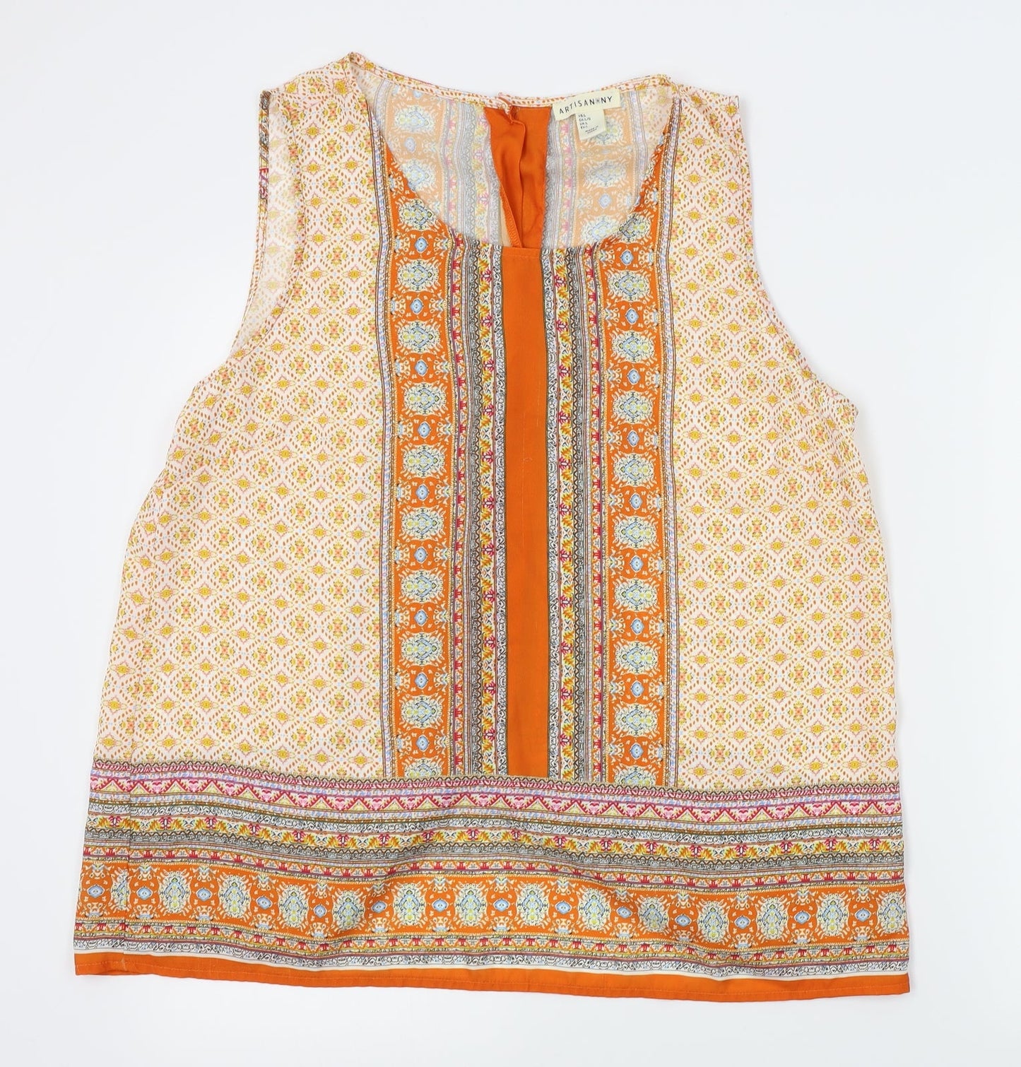 artisan NY Womens Orange Fair Isle  Basic Tank Size L