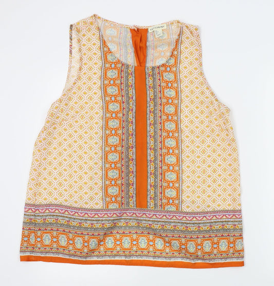 artisan NY Womens Orange Fair Isle  Basic Tank Size L
