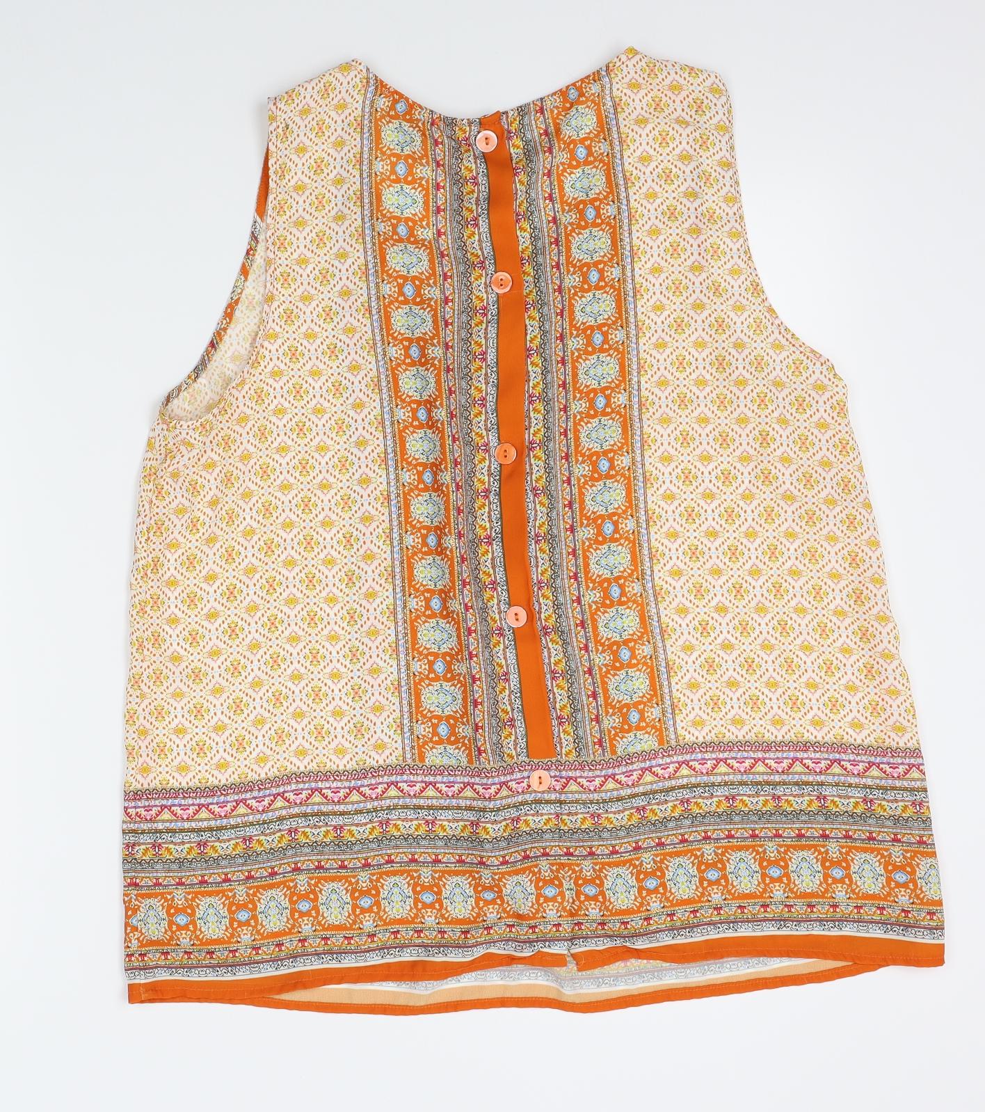 artisan NY Womens Orange Fair Isle  Basic Tank Size L