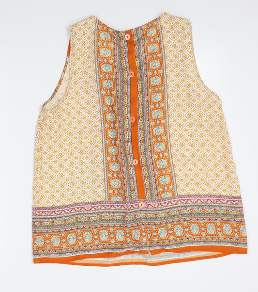 artisan NY Womens Orange Fair Isle  Basic Tank Size L