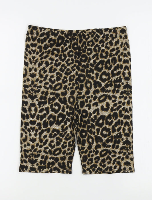 PRETTYLITTLETHING Womens Yellow Animal Print   Sleep Shorts Size 10