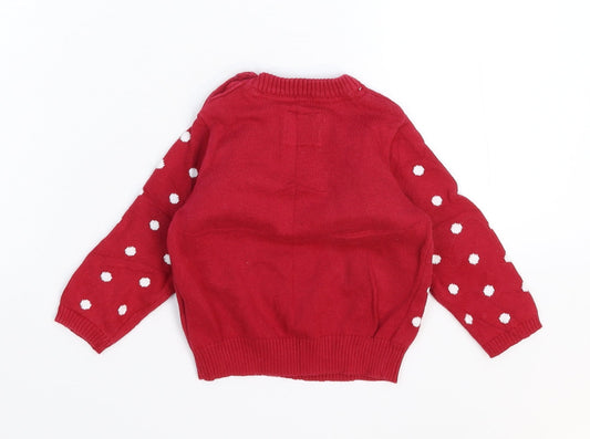 Earlydays Baby Red Polka Dot Knit Pullover Jumper Size 9-12 Months