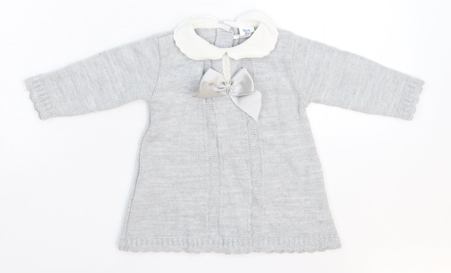 Bee Bo Girls Grey  Knit Jumper Dress  Size 6-9 Months