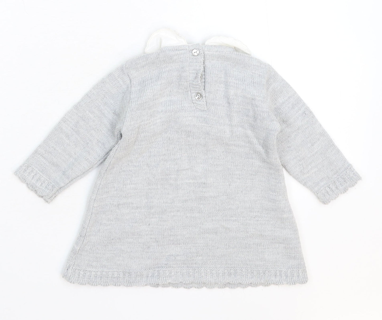 Bee Bo Girls Grey  Knit Jumper Dress  Size 6-9 Months