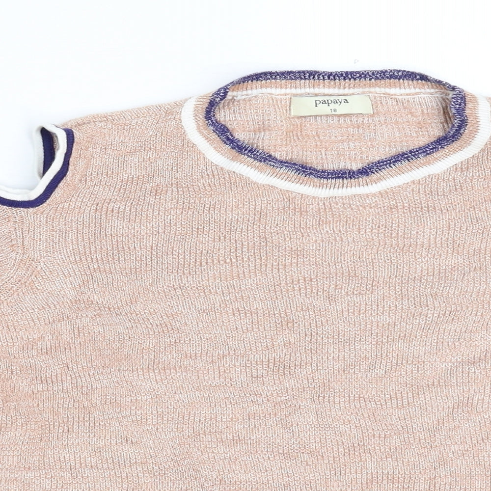 Papaya Womens Beige  Knit Pullover Jumper Size 18