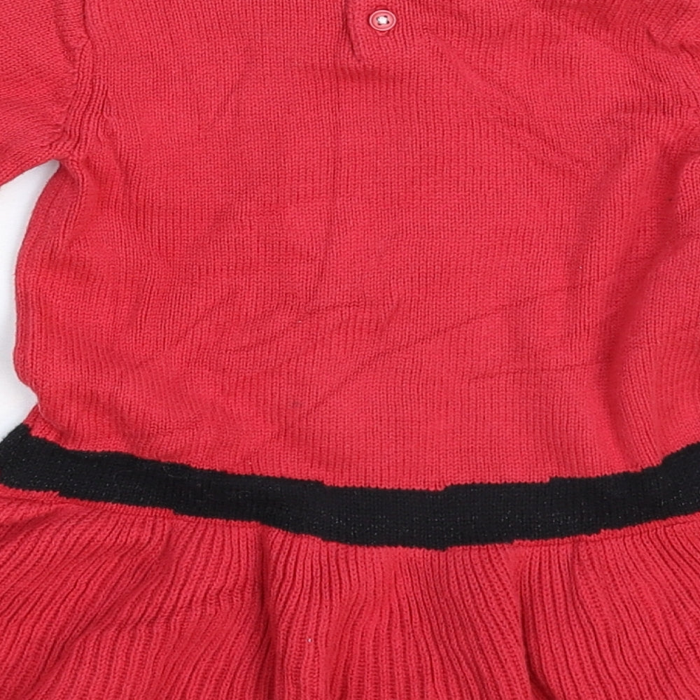 TU Girls Red  Knit Jumper Dress  Size 12 Months  - Christmas