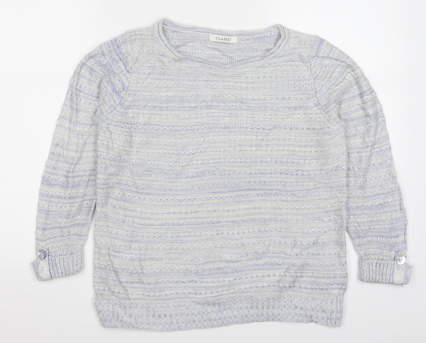 Marks and Spencer Womens Blue Striped Knit Pullover Jumper Size 8