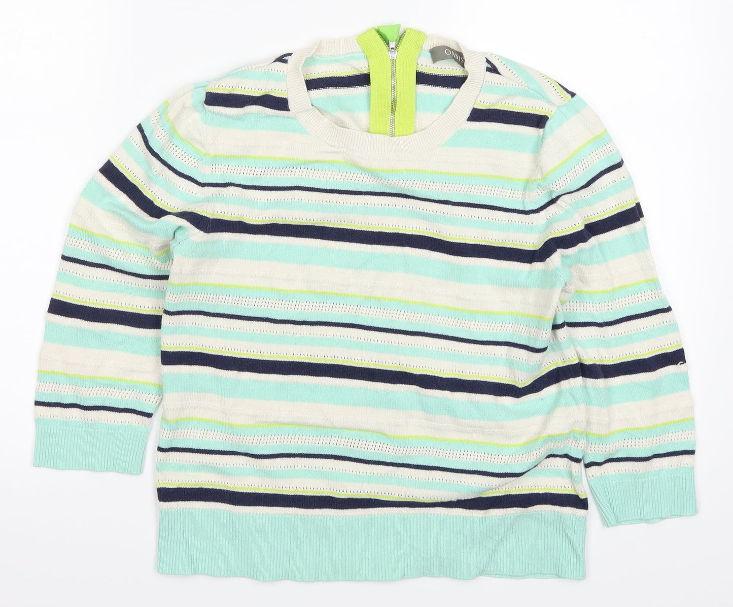 Oasis Womens Blue Striped  Pullover Jumper Size S