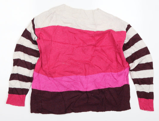Roman Womens Pink Striped  Pullover Jumper Size 12