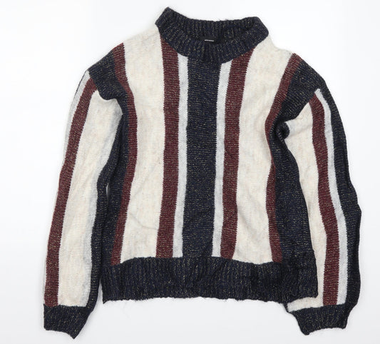 VERO MODA Womens Blue Striped Knit Pullover Jumper Size M