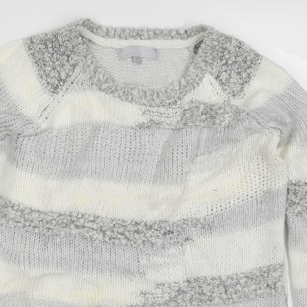 Red Herring Womens Grey Striped Knit Pullover Jumper Size 10