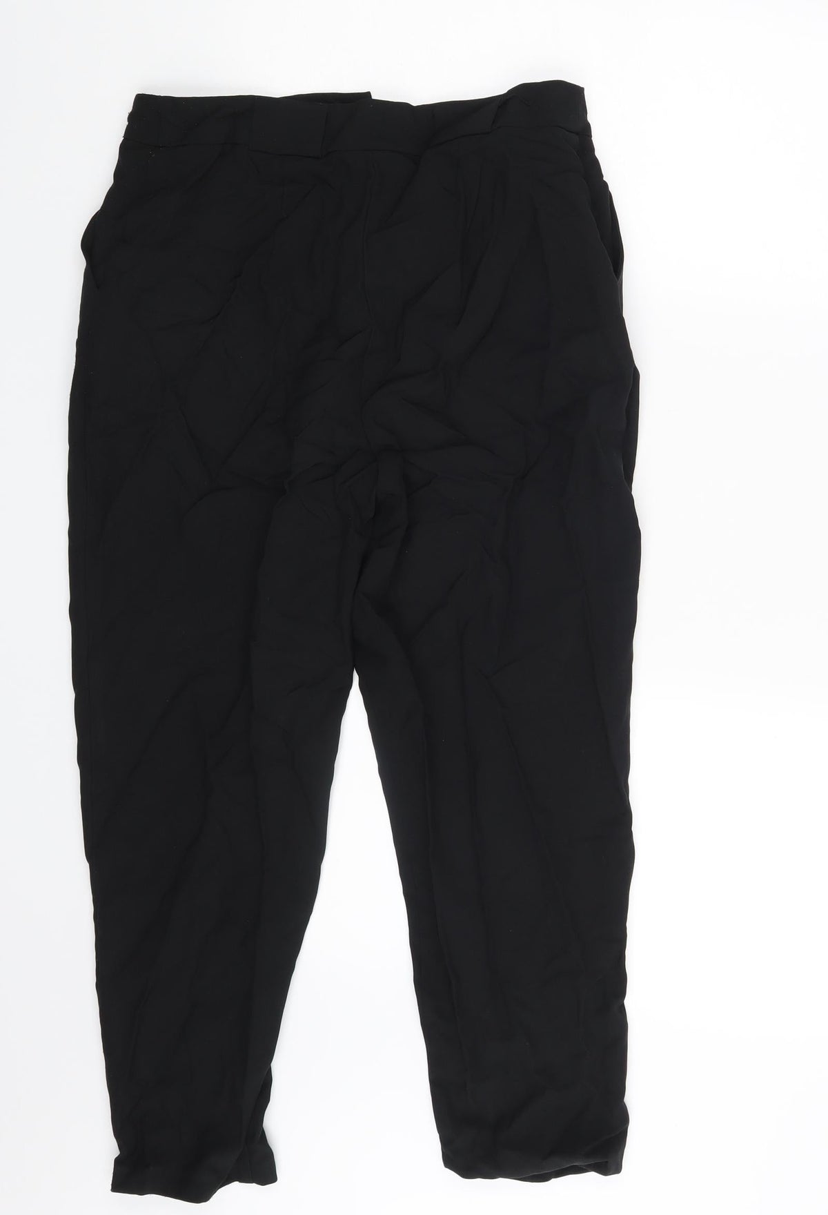 Back view of ASOS women’s black trousers, size UK 10, 24-inch leg