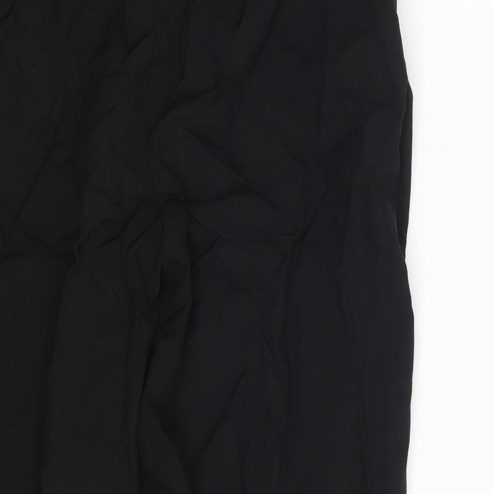 Brand and care label for ASOS women’s black trousers, size UK 10, 24-inch leg