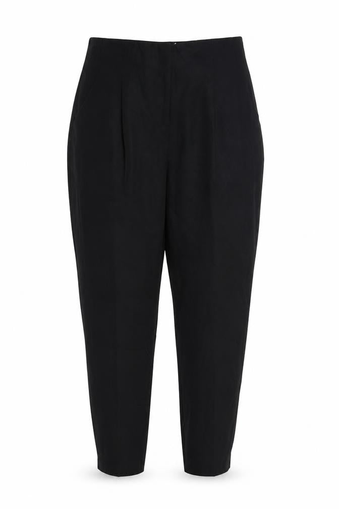 Front view of ASOS women’s black trousers, size UK 12, 25-inch leg